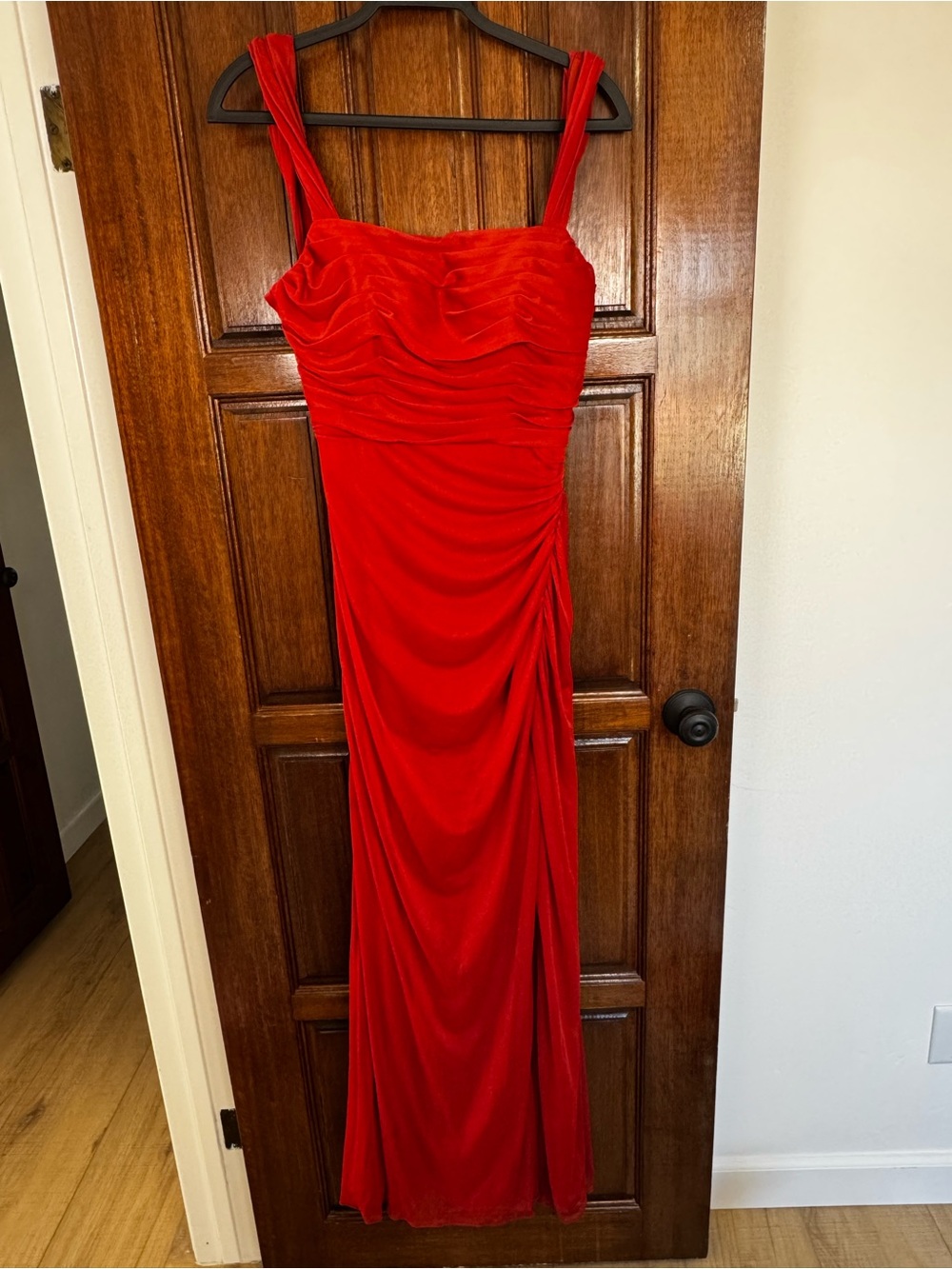 Azazie Red Ruched Maxi Dress